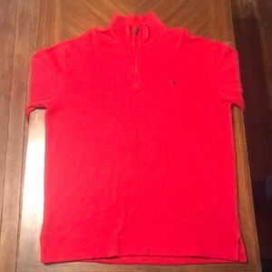 men’s red polo zip up